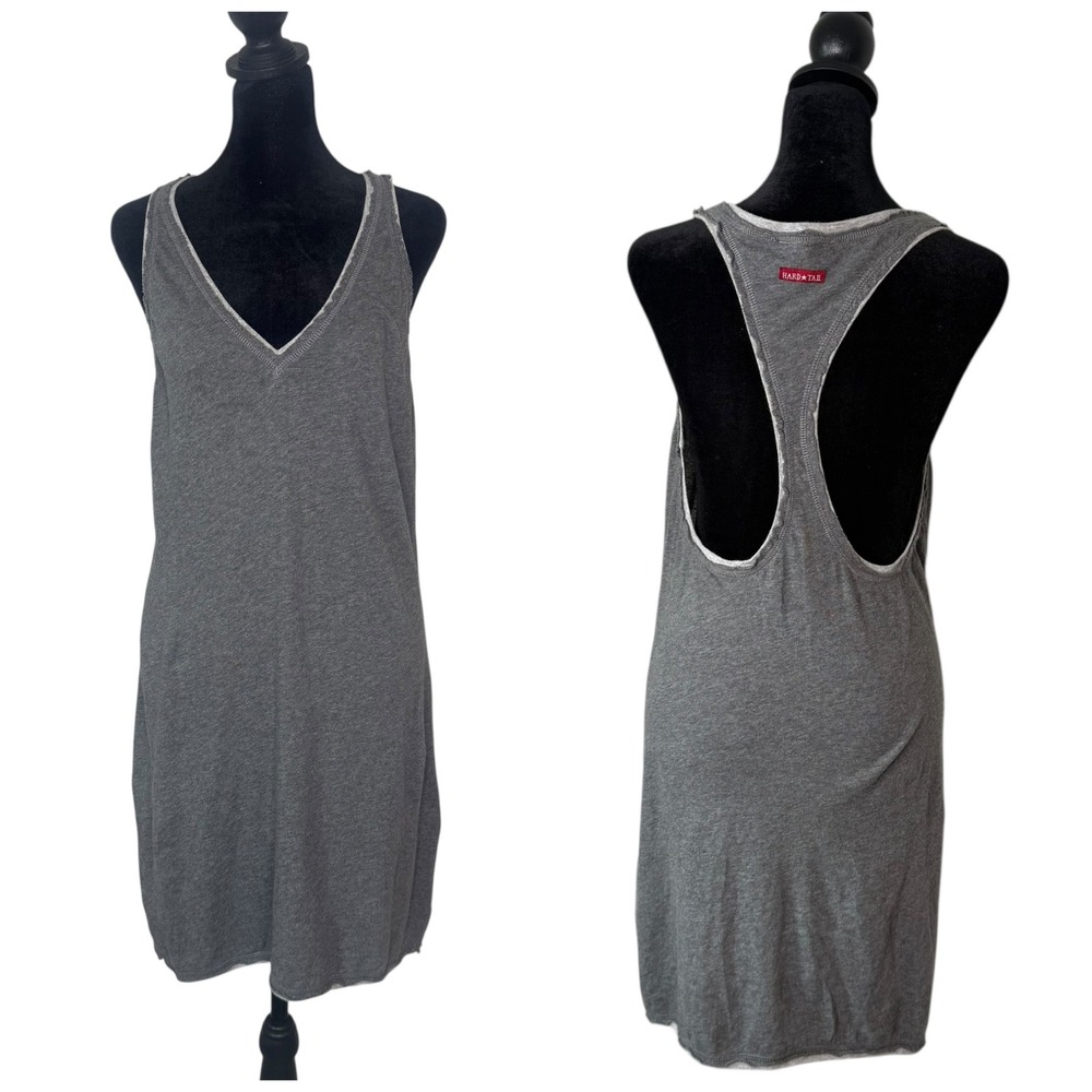 Hard Tail Forever Minimalist Tank‎ Dress Gray Racerback V Neck Size S BOHO